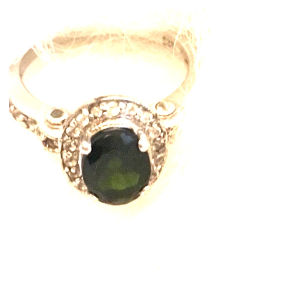 Chrome Diopside and Sterling Halo Ring Size 6